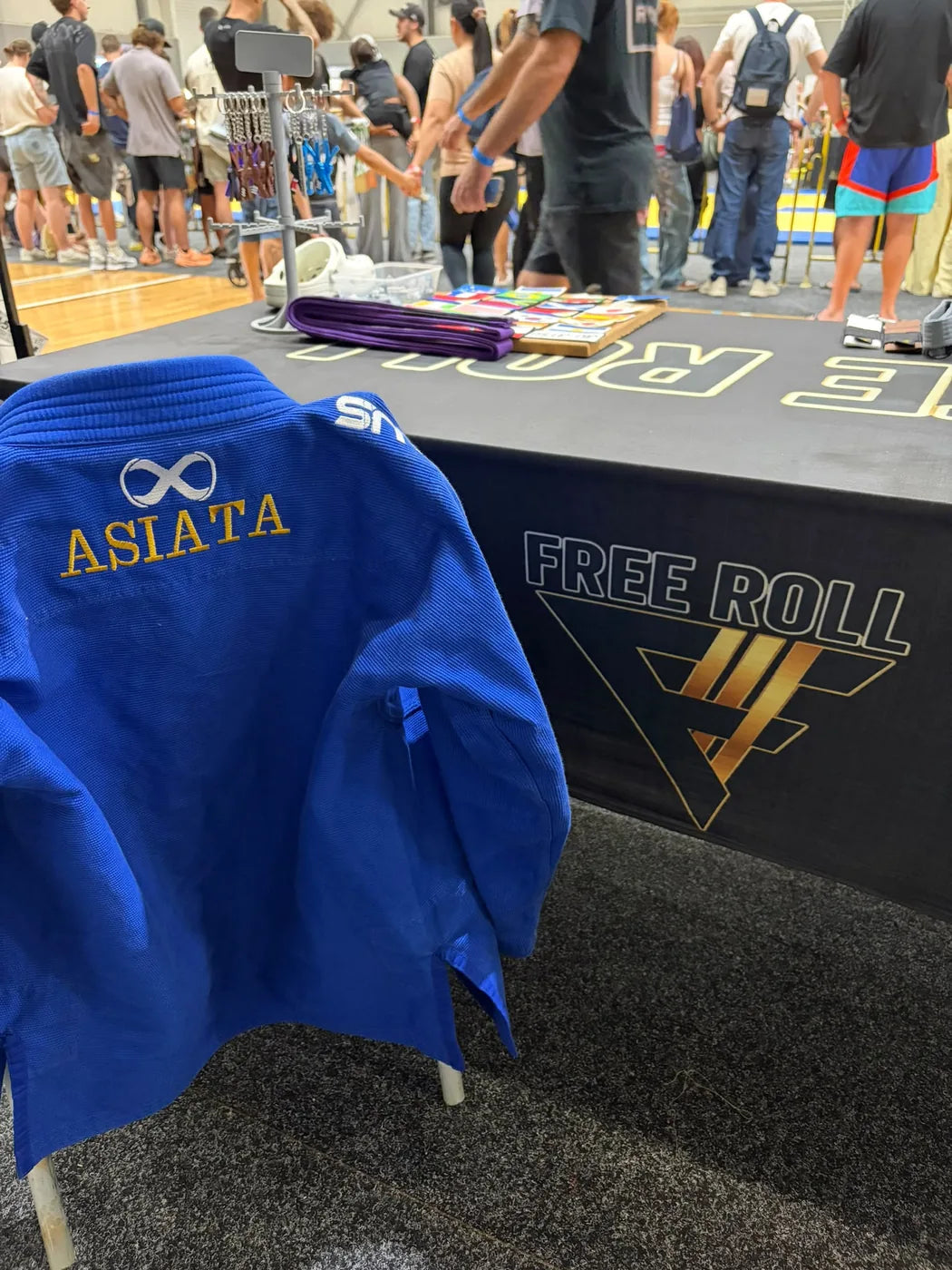 Blue gi at the stand